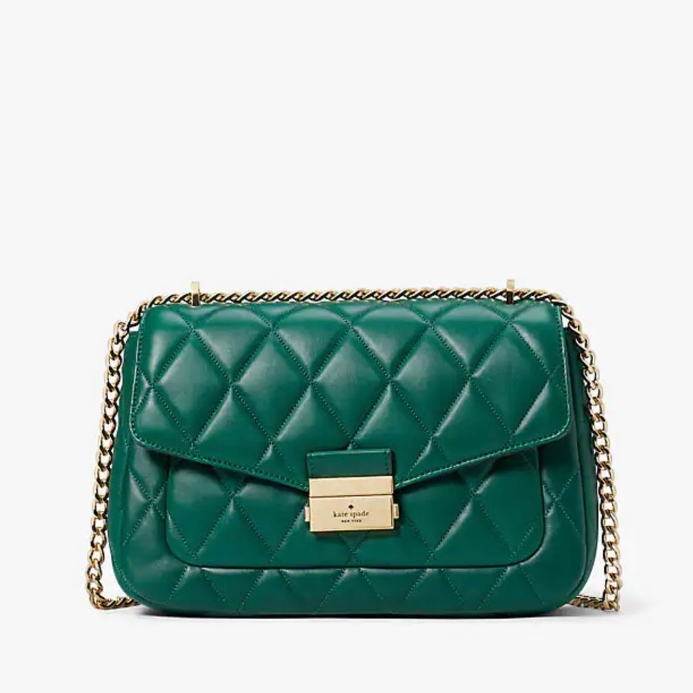 Kate Spade Carey Medium Flap Shoulder Bag - Deep Jade Quilted